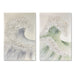 Ocean Wave Wall Art, Textured Canvas Painting With Accents (Set of 2) - Sage Green+Gold Daily Nest