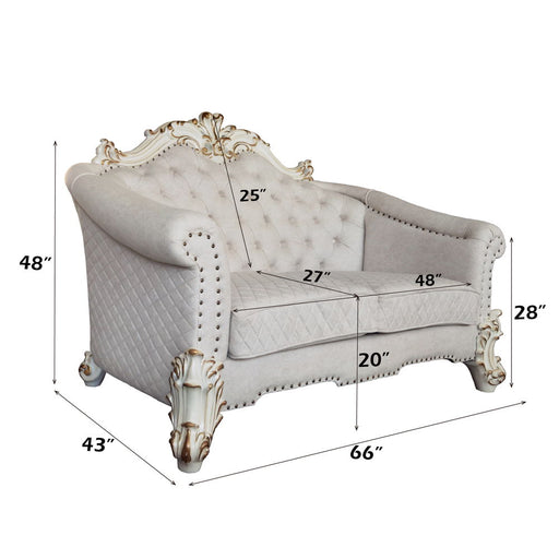 Vendome II - Loveseat With 4 Pillows - Two Tone Ivory Fabric & Antique Pearl ACME