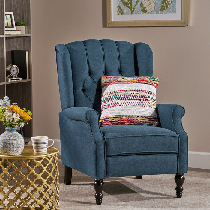 Armchair Recliner With Pushback Mechanism And Wingback Design Noble House