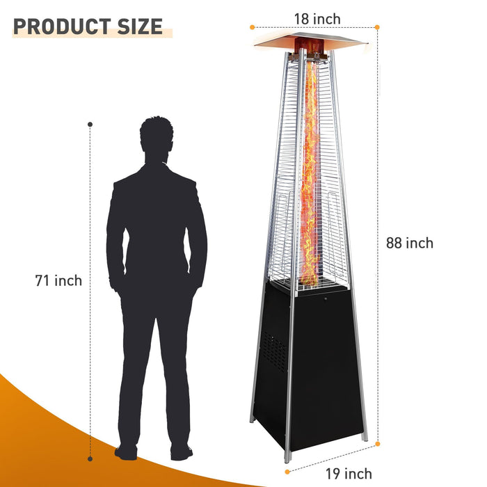 Pyramid 48, 000 Btu Propane Outdoor Heater With Detachable Wheels - Black / Silver Home Essentials