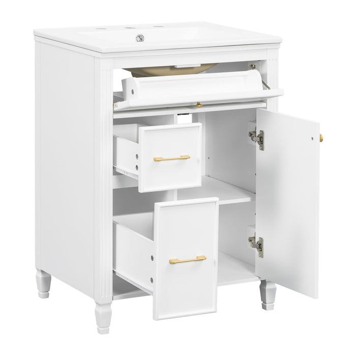 Freestanding Bathroom Vanity With Sink, Soft Close Door, Tip Out Drawer Noble House