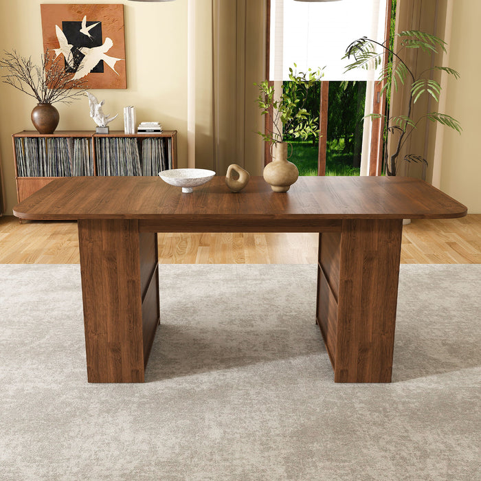 Dining Table With Drawers & Open Storage - Walnut Home Essentials