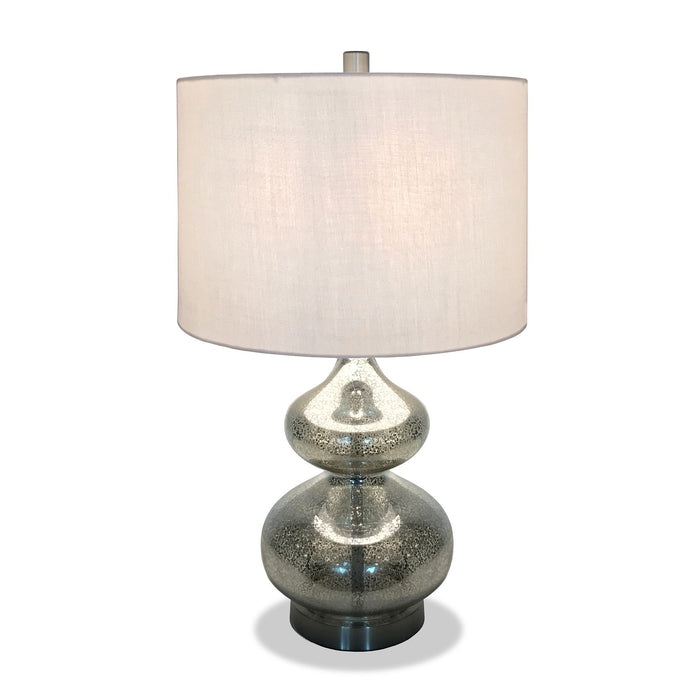 Glass Gourd Table Lamp With White Drum Shade - Silver
