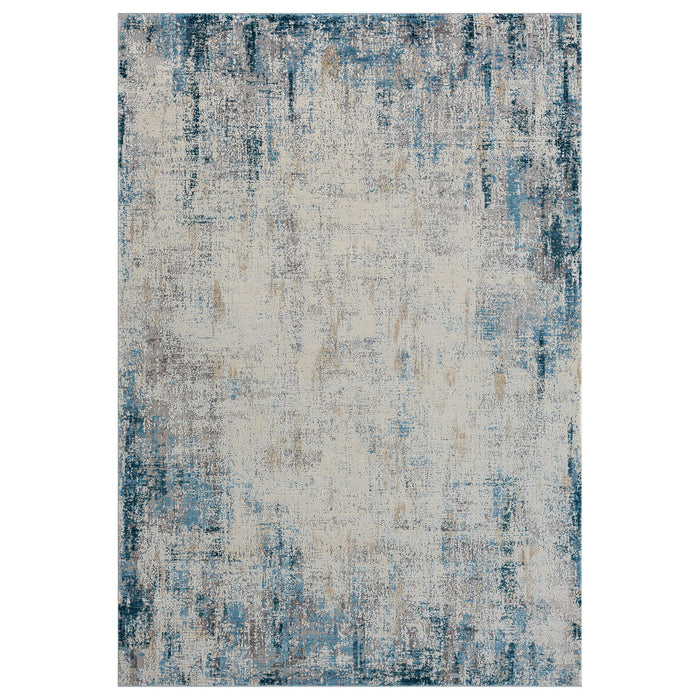 4.9' x 8' Abstract Area Rug - Blue And Ivory