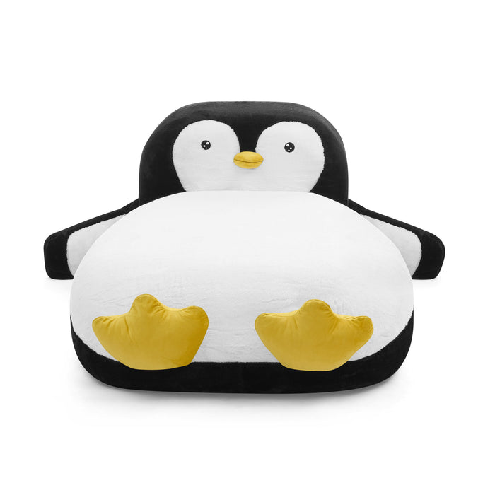 Twin Size Penguin Shaped Bed, Lounger Chair For Kids Bedroom - White / Black Home Essentials