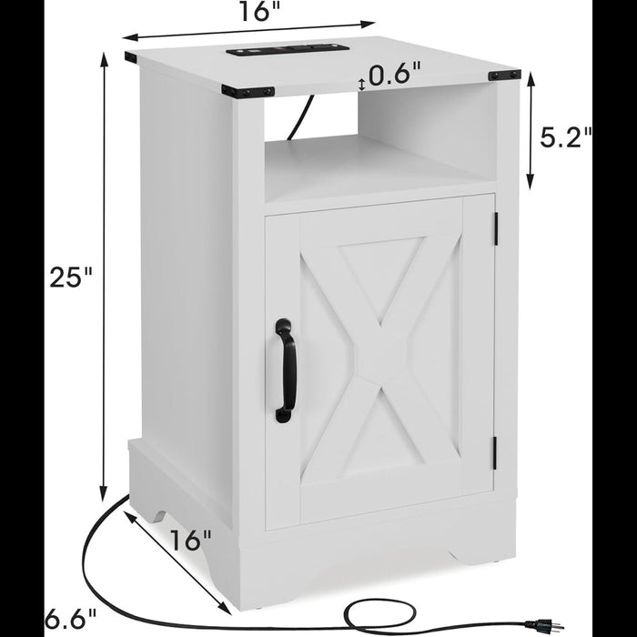 Farmhouse Nightstand, Charging Station & Storage Home Essentials