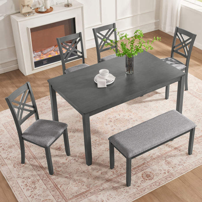 Kitchen Dining Set, Rectangular Dining Table & Upholstered Chairs Home Essentials