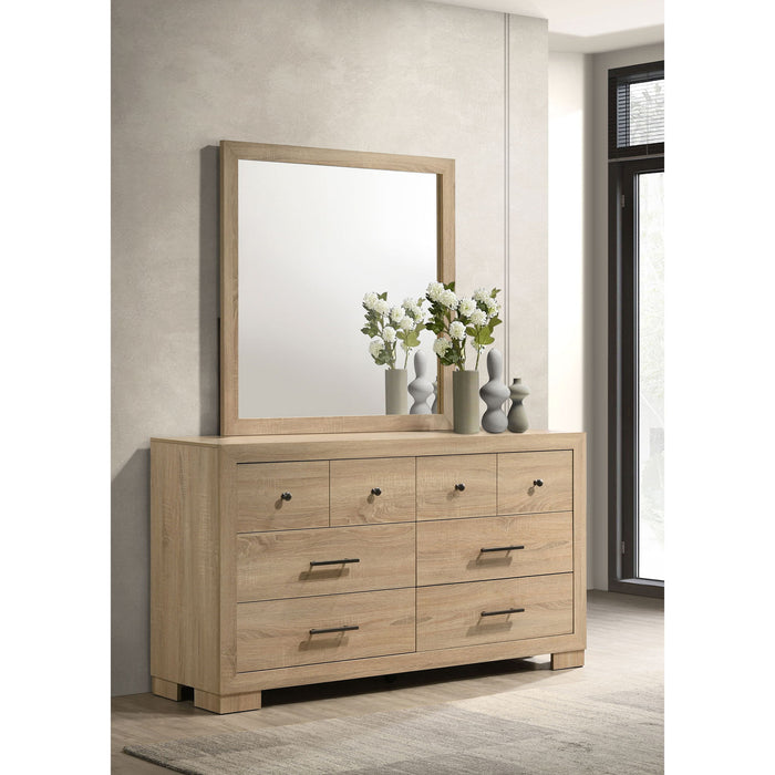 Merritt - 6 Drawer Dresser With Mirror - Light Oak Furniture Max