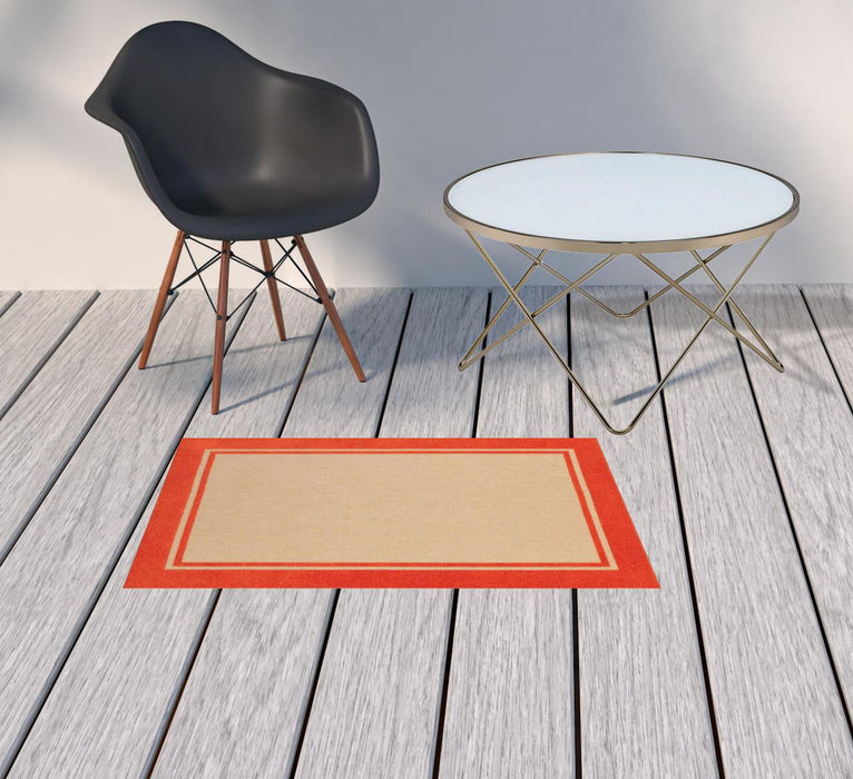 2' X 3' Stain Resistant Indoor / Outdoor Area Rug - Orange