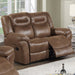 1 Piece Power Reclining Loveseat With USB Port, Fully Upholstered Pillow Arms And Headrest - Brown Home Essentials