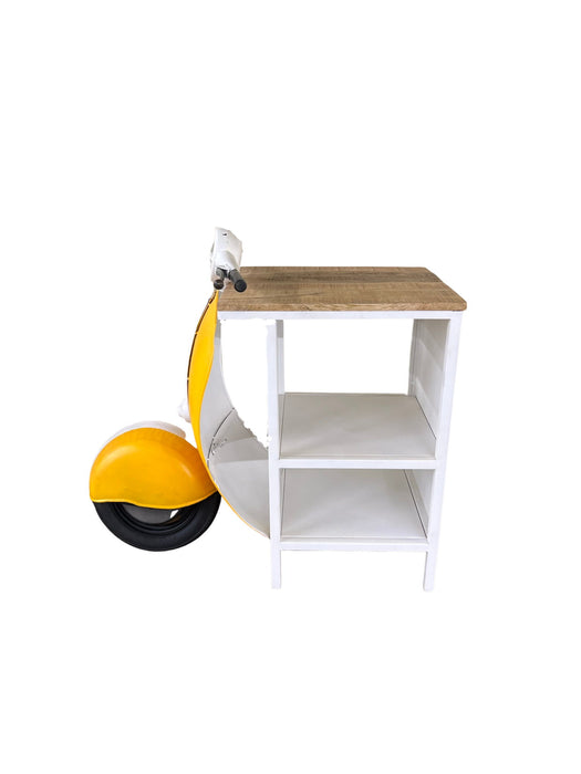 Wood And Metal Mini Scooter End Or Side Table - Yellow