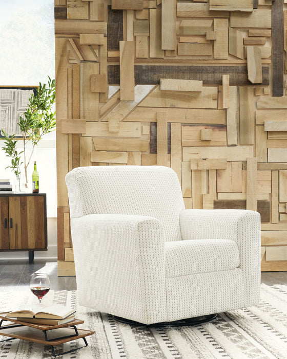 Herstow - Swivel Glider Accent Chair - Ivory Signature Design by Ashley®