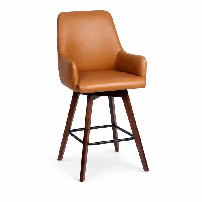 Upholstered Barrel Chair With Curved Backrest - Antique Brown Home Essentials