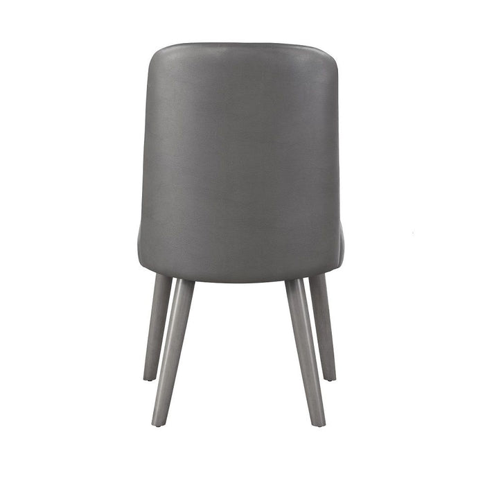 Waylon - Side Chair Set of 2) - Gray Synthetic Leather & Gray Oak