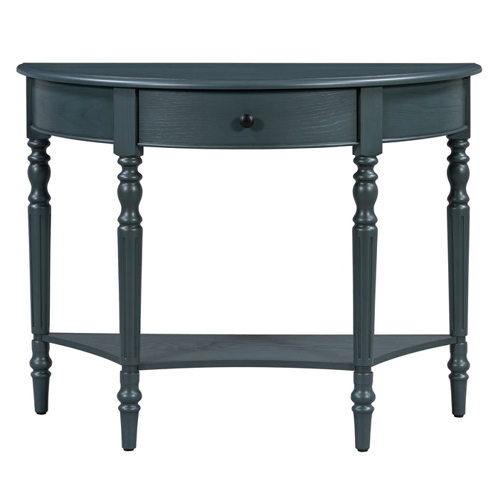 Half Moon Console Table With Drawer & Shelf Hearth and Haven