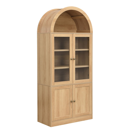 Tall Arched Top Storage Cabinet With 5 Tier Shelves, Soft Close Hinges Noble House