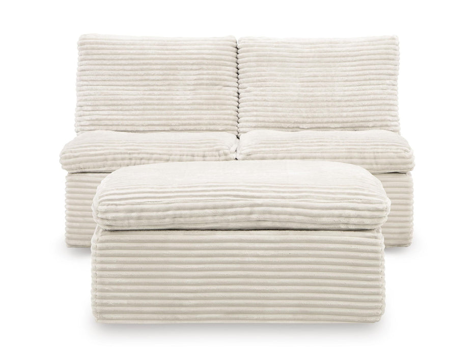 Fannin - 2 Armless Chairs With Ottoman (Set of 3) - Ivory Signature Design by Ashley®
