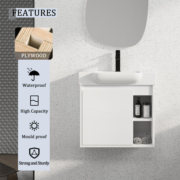 Wall Mounted Bathroom Vanity With Sink & Soft Close Door Home Essentials