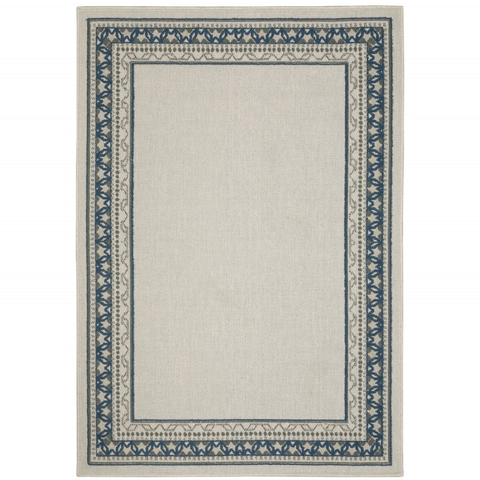 3' X 5' Stain Resistant Indoor / Outdoor Area Rug - Blue / Beige