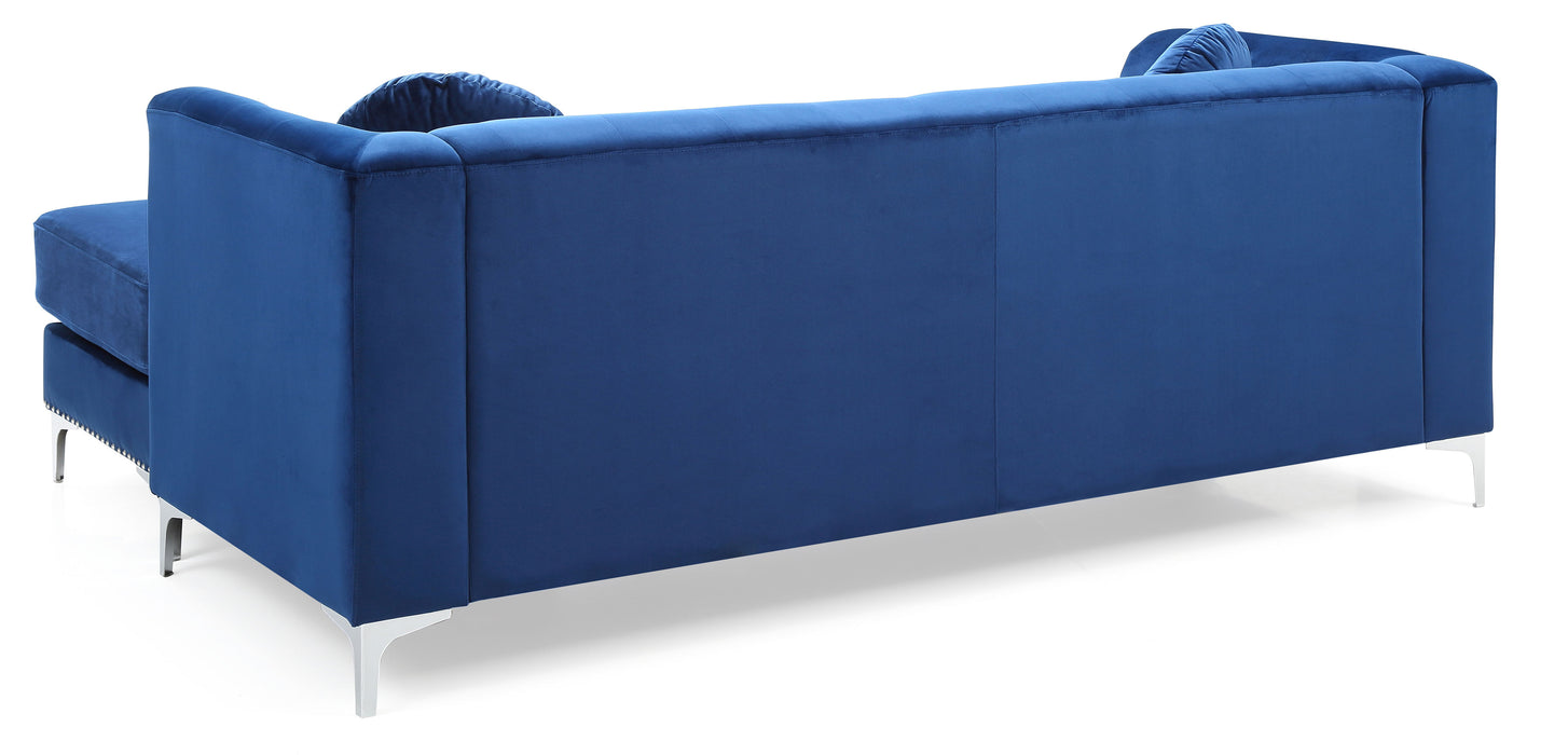 Glory Furniture Pompano Sofa Chaise (3 Boxes), Navy Blue