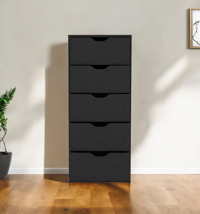 18" Five Drawer Standard Chest - Black