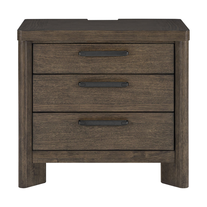 3 Drawer Nightstand With USB - Dark Oak Emerald Home