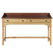 Writing Desk With 2 Storage Drawers, Workstation For Living Room - Brown / Natural Noble House