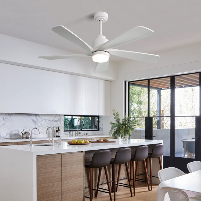 52" Ceiling Fan With Dimmable LED Light, 5 Blades, Reversible DC Motor, Smart Remote Control - White Daily Nest