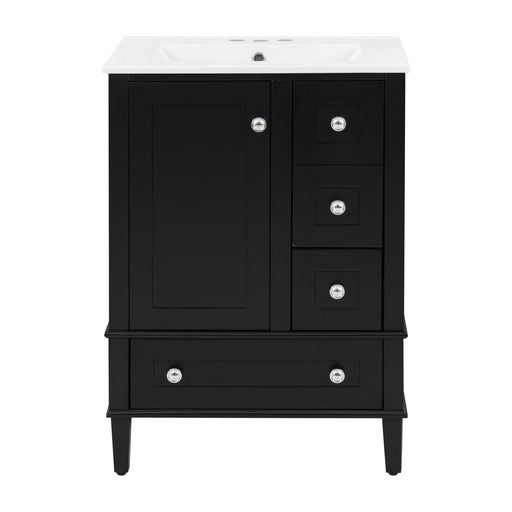 Bathroom Vanity With Integrated Basin, Soft Close Drawers, Door Mounted Double Layer Shelf Hearth and Haven