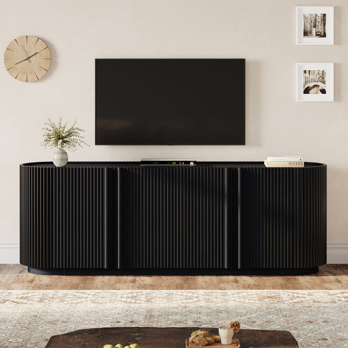 TV Stand With Fluted Tambour Style Door Hearth and Haven