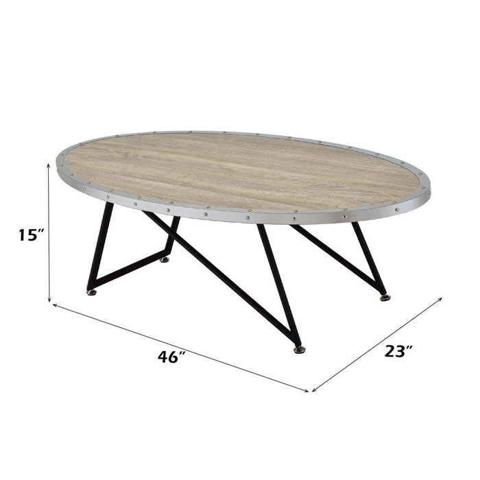 Allis - Coffee Table - Weathered Gray Oak & Metal ACME