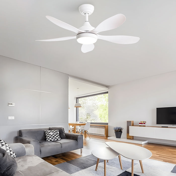42" Ceiling Fan With Remote Control, DC Reversible Motor, 6 Speeds, 3Cct LED Light - White Daily Nest