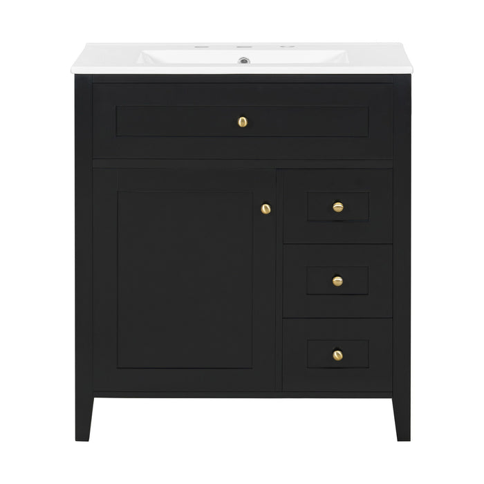 Bathroom Vanity With Sink, 3 Drawers And Adjustable Shelf Hearth and Haven