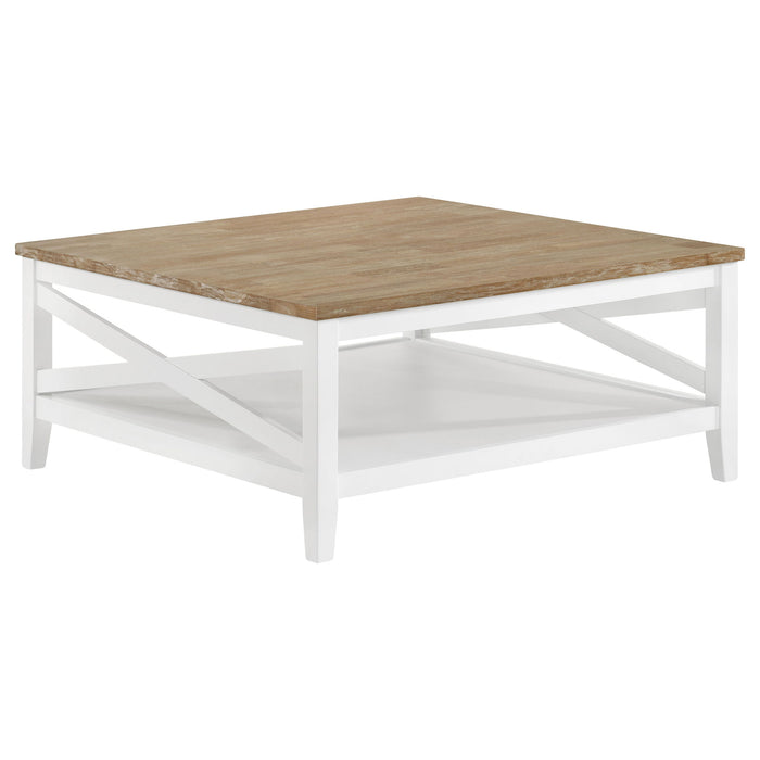 Evanston - Square Coffee Table With Shelf - White Furniture Max