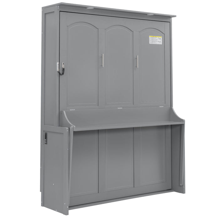 Murphy Bed With Desk, LED Lights And USB Charging Station Dreamland