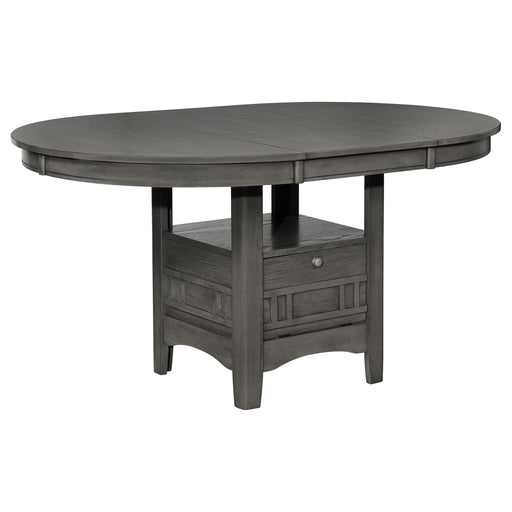 Lavon - Oval Extension Leaf Dining Table With Built In Storage - Gray Furniture Max
