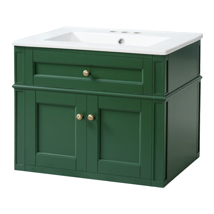 Wall Mounted Bathroom Vanity With Tip Out Drawer And Open Back Design Hearth and Haven