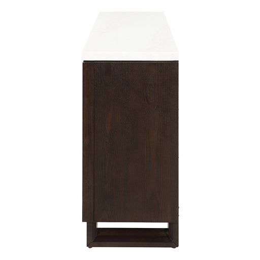 Edwyn - Server With Fireplace - Natural Marble Top & Espresso ACME