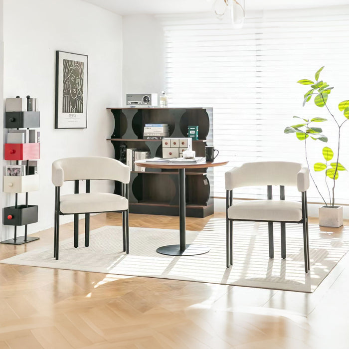 Modern Dining Upholstered Barrel Chair With Curved Back And Armrests Home Essentials