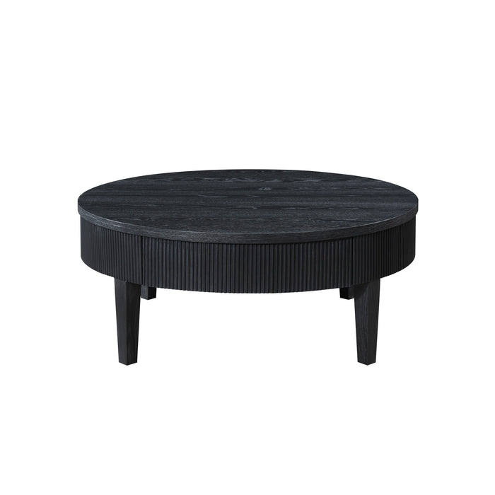 Tate - Round One Drawer Coffee Table - Black New Classic