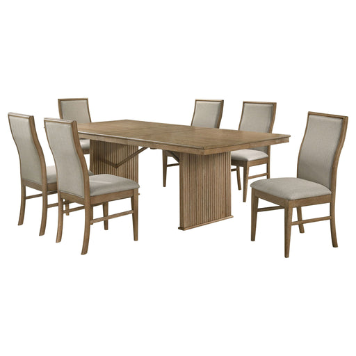 Dreydon - 7 Piece Dining Set With Upholstered Chairs - Light Brown Furniture Max