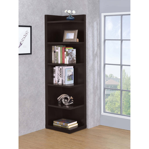 6 Tier Corner Bookcase - Cappuccino Furniture Max