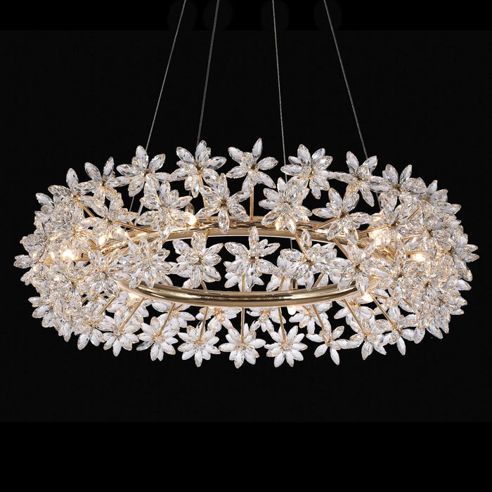 Michael Amini Lighting - Bouquet Round 32" Crystal Chandelier - Gold Michael Amini