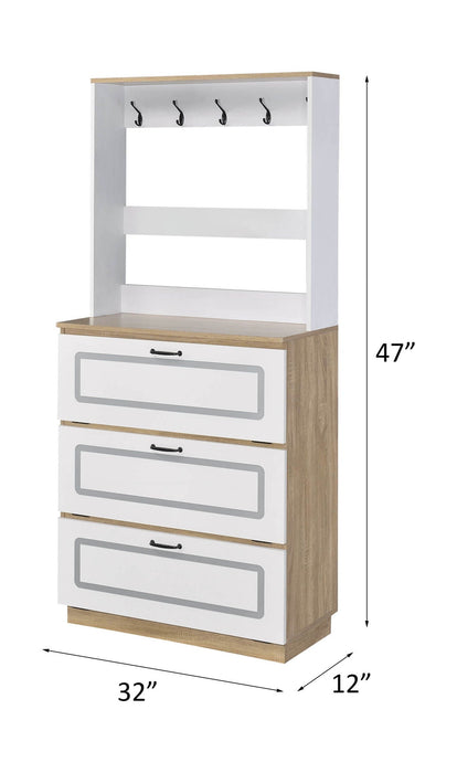 Hewett - Shoe Cabinet - Light Oak & White ACME