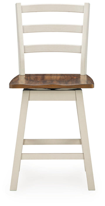 Brinfern - Swivel Stool (Set of 2) - Brown / Antique White Signature Design by Ashley®