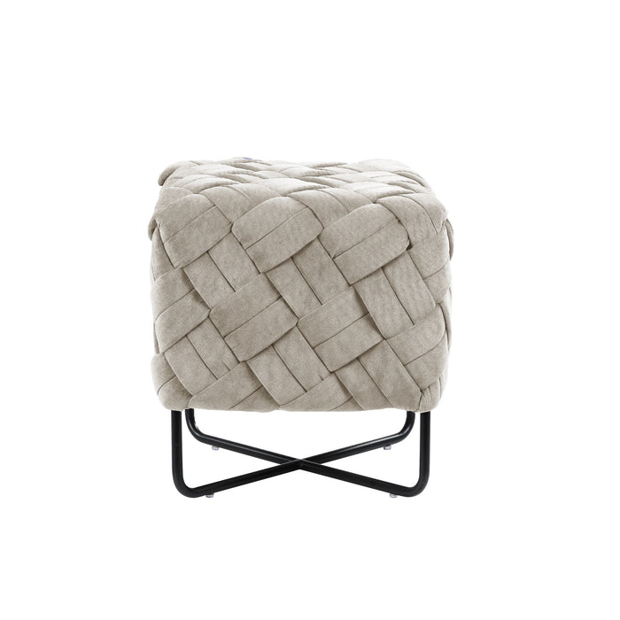 Velvet Cube Ottoman - Cream / Black