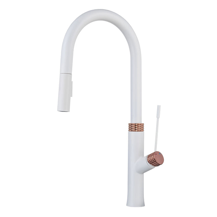 Pull The Kitchen Faucet - White / Rose Gold