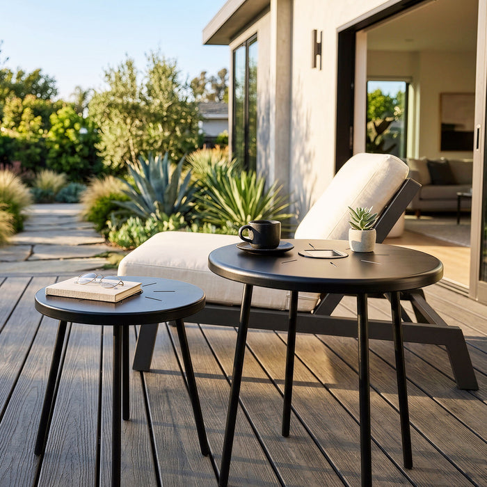 Solar Powered Side Table With LED Light, Outdoor / Indoor - Black Home Essentials