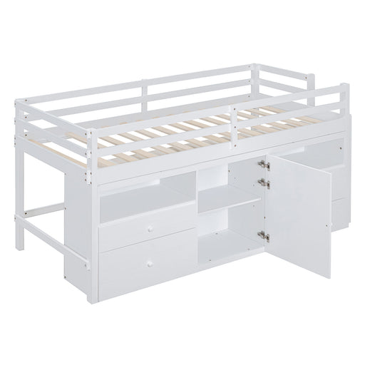 Loft Bed With 4 Drawers, Underneath Cabinet And Shelves DreamHaus