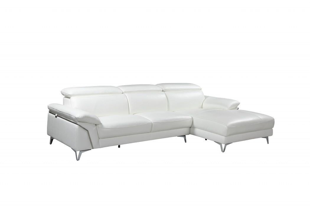 Italian Leather L Shaped Two Piece Sofa And Chaise Sectional - White